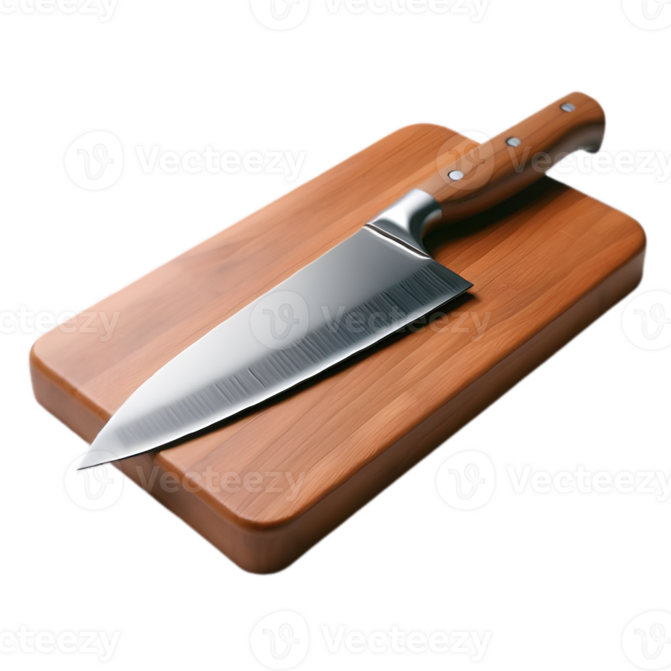 ai generiert Küche Messer auf Holz auf ein transparent Hintergrund png