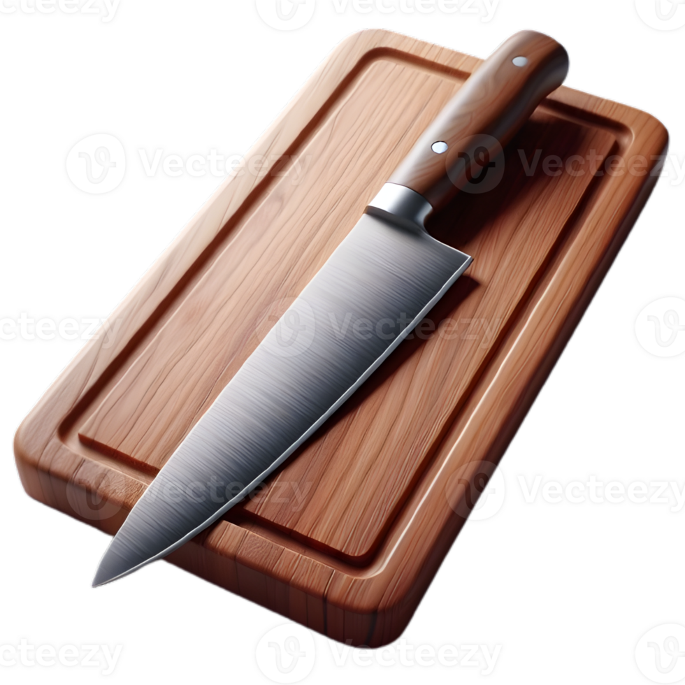 AI generated Kitchen knife on wood on a transparent background png