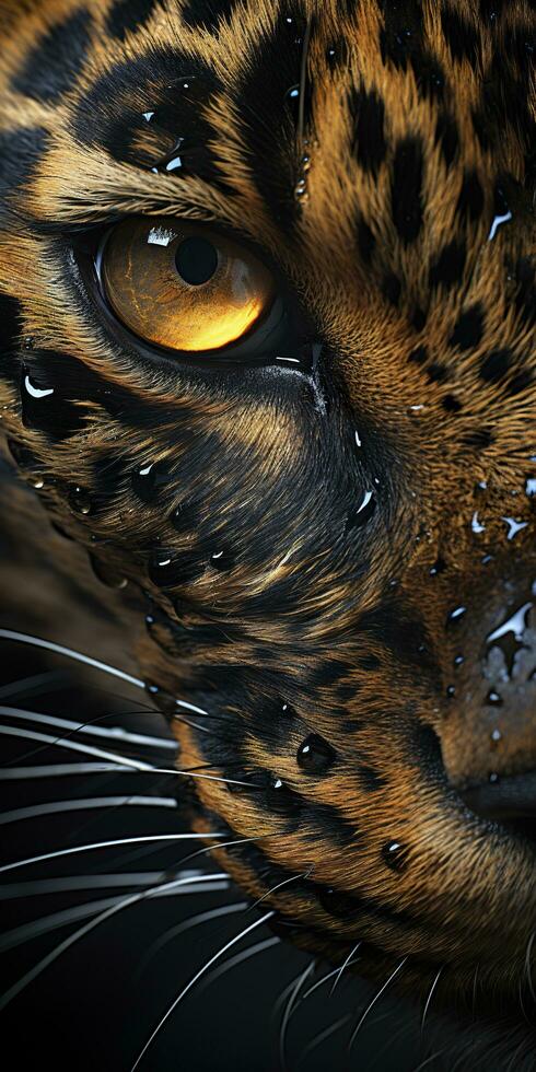 AI generated Leopard macro photography. AI Generated photo