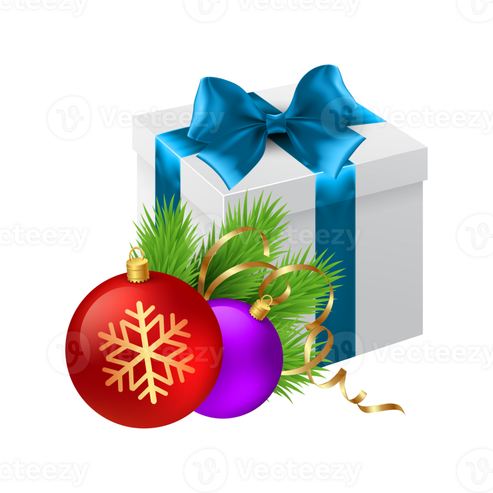 Christmas  - Christmas Present With Christmas Balls On Transparent Background png