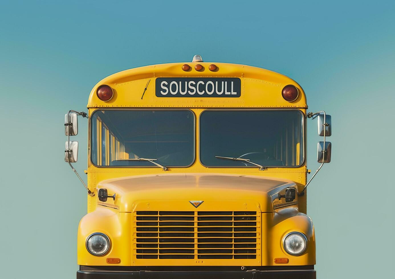 AI generated Front view of a yellow school bus. AI Generated photo