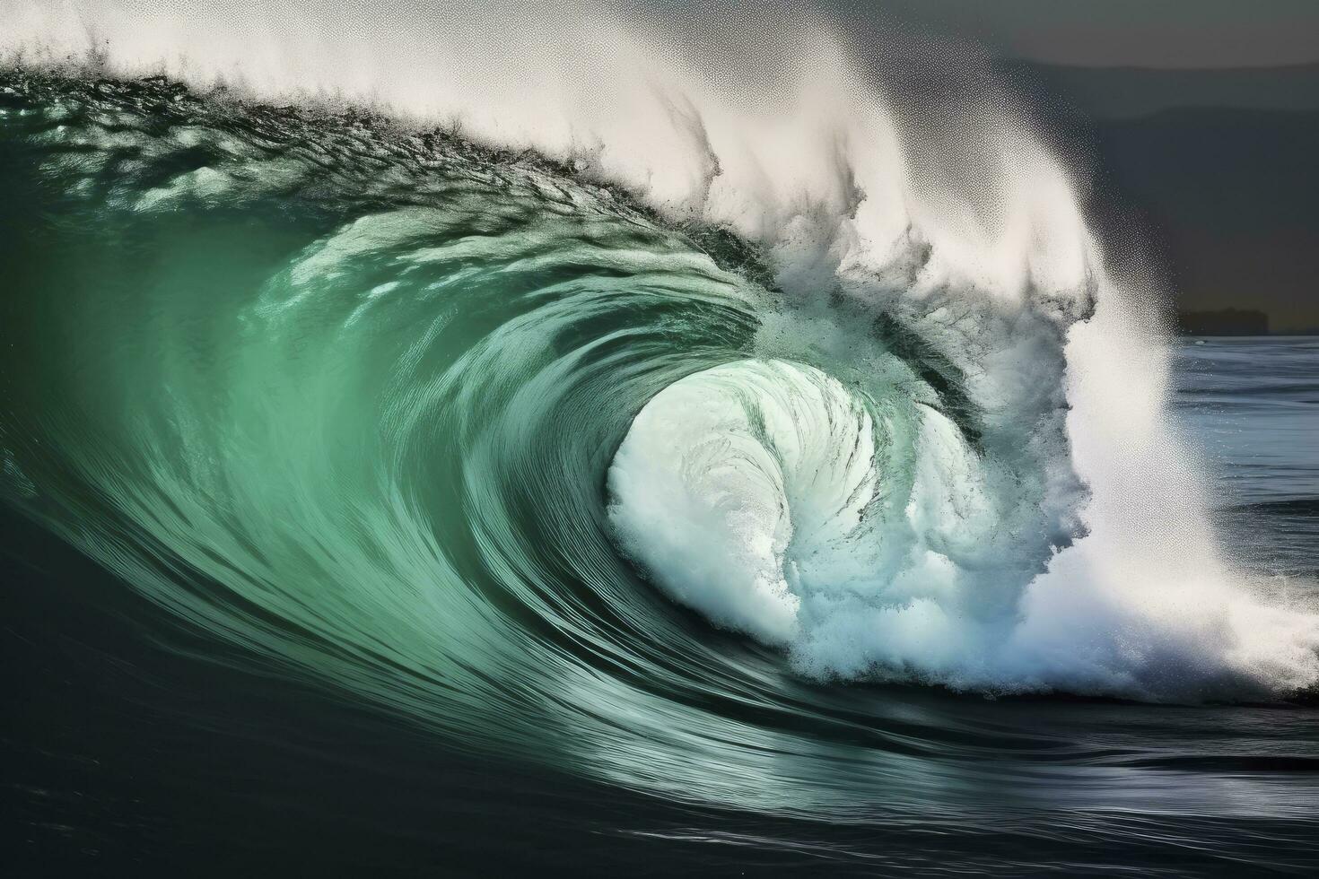 AI generated Extreme close up of thrashing emerald ocean waves. AI Generated photo