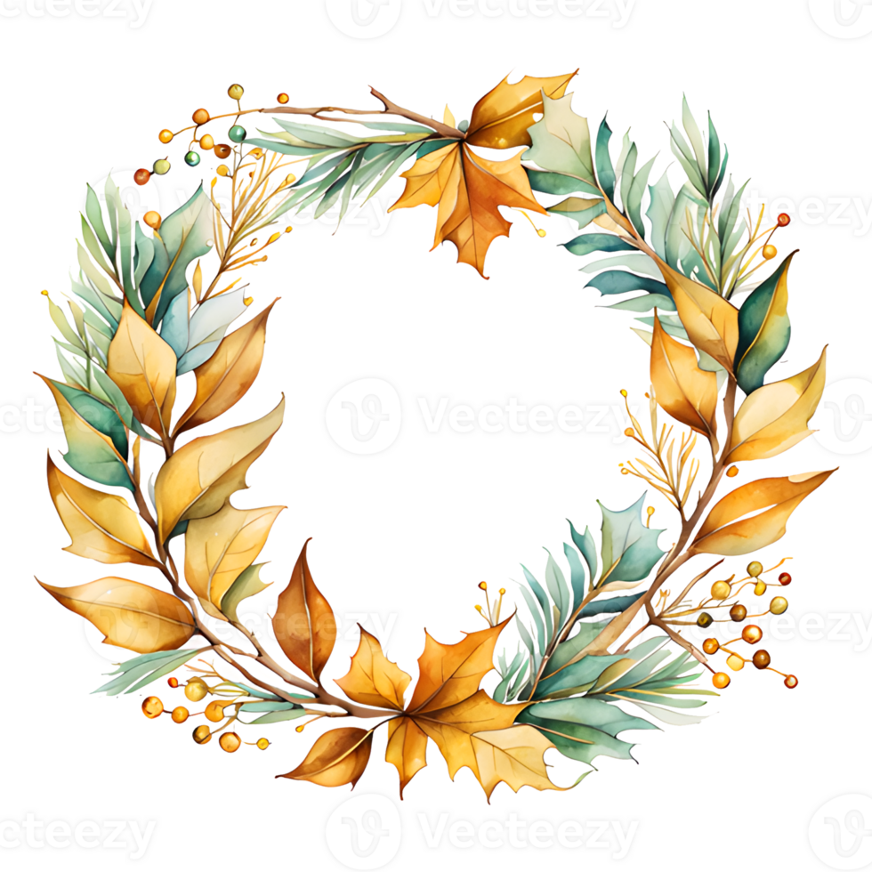 AI generated floral wreath chrismas decoration trendy golden png