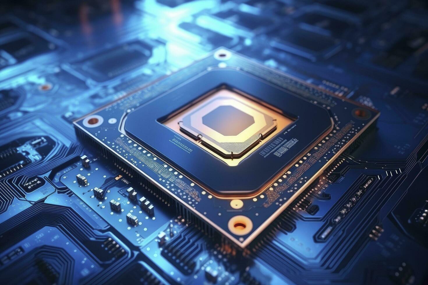 AI generated Futuristic central processor unit. Powerful Quantum CPU motherboard. AI Generated photo