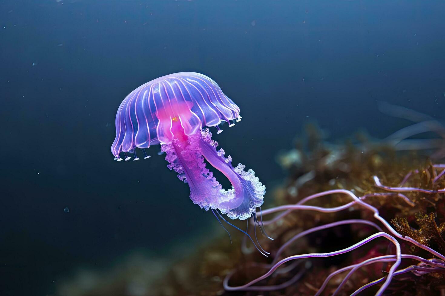 AI generated Mauve stinger purple jellyfish. AI Generated. photo