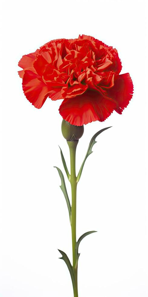 AI generated Red Carnation isolated on white background. AI Generated photo
