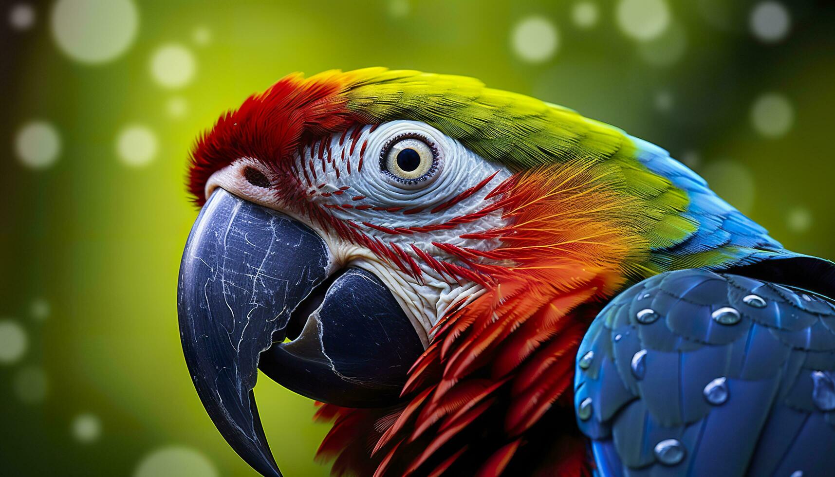AI generated Tropical macaw perched, vibrant feathers in focus. Generative AI photo