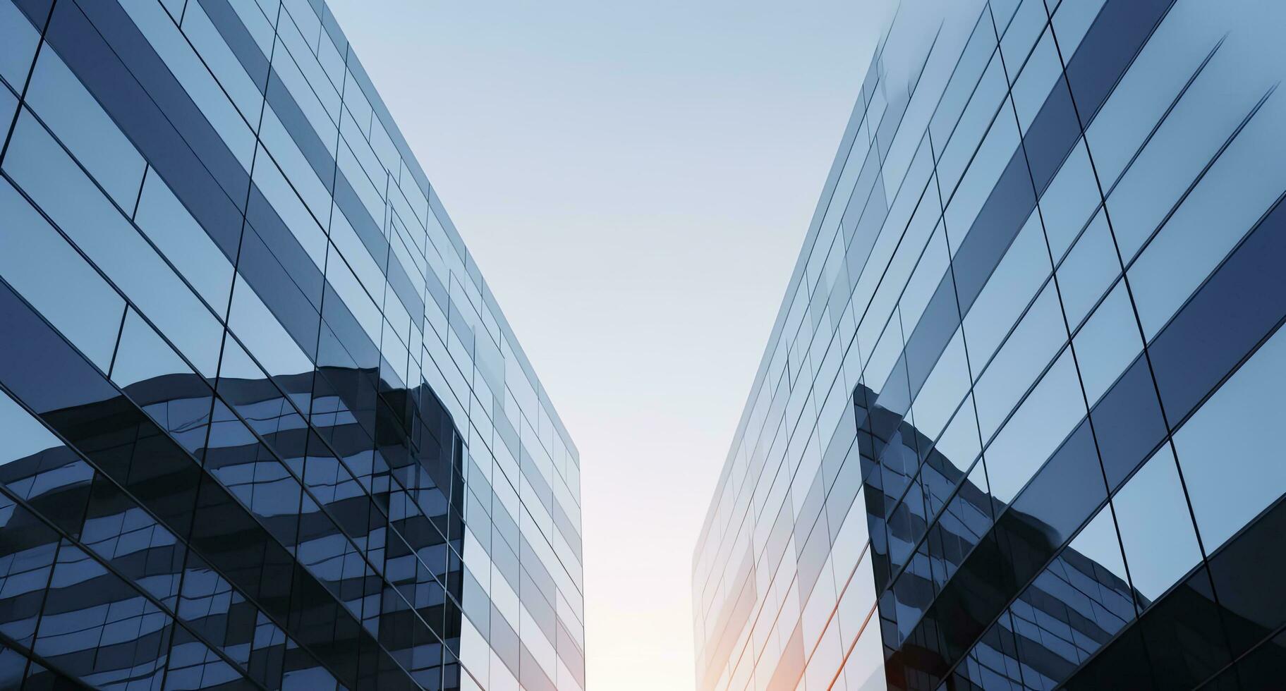 ai generado dos moderno edificios con vaso ventanas arquitectura diseño de edificios ai generado foto