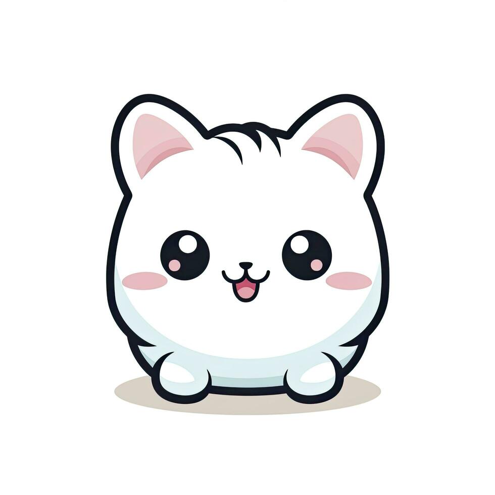 AI generated Cute Kawaii cat clipart icon white background. AI Generated photo