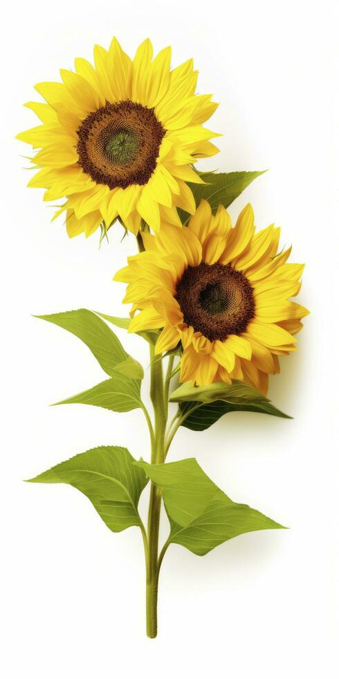 AI generated Sunflowers isolated on white background. AI Generated photo