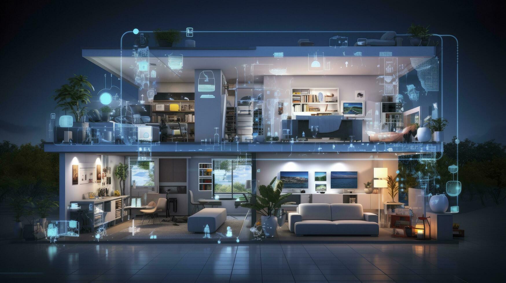 AI generated A Glimpse into the Connected Smart Home of Tomorrow. AI Generated photo