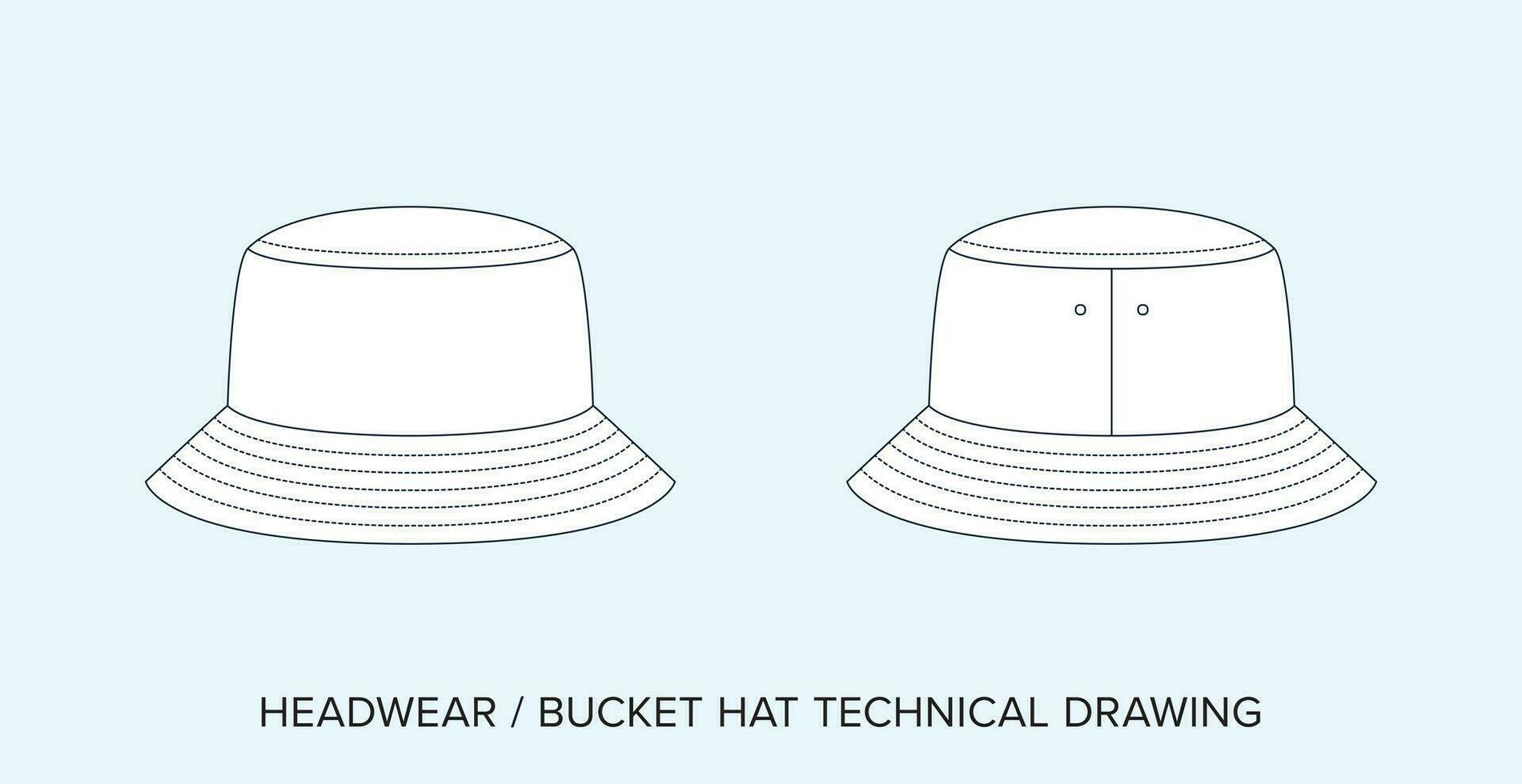 Bucket Hat, Technical Drawing, Apparel Blueprint for Fashion Designers vector