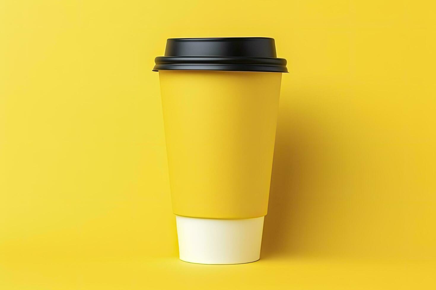 AI generated Blank coffee cup isolated on yellow background. AI Generated photo