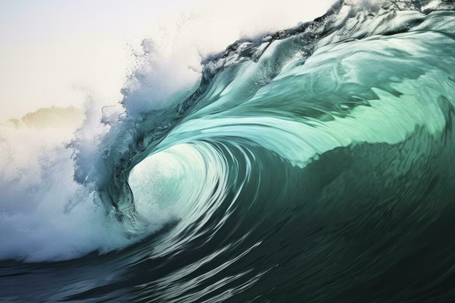 AI generated Extreme close up of thrashing emerald ocean waves. AI Generated photo