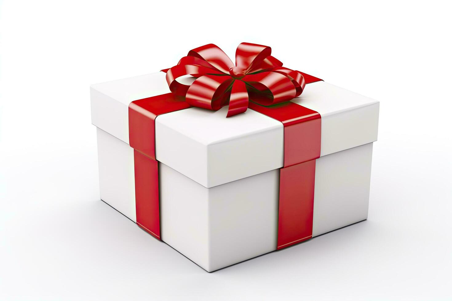 AI generated Gift box with red ribbon isolated on white background. AI Generated photo