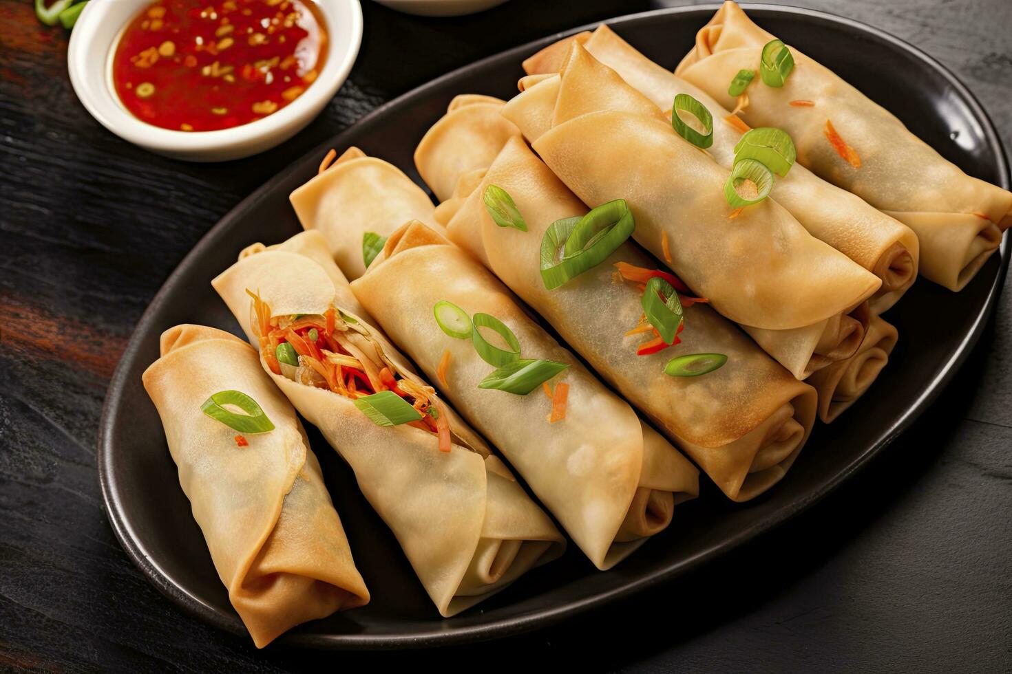 AI generated Egg rolls or spring rolls fried. AI Generated photo