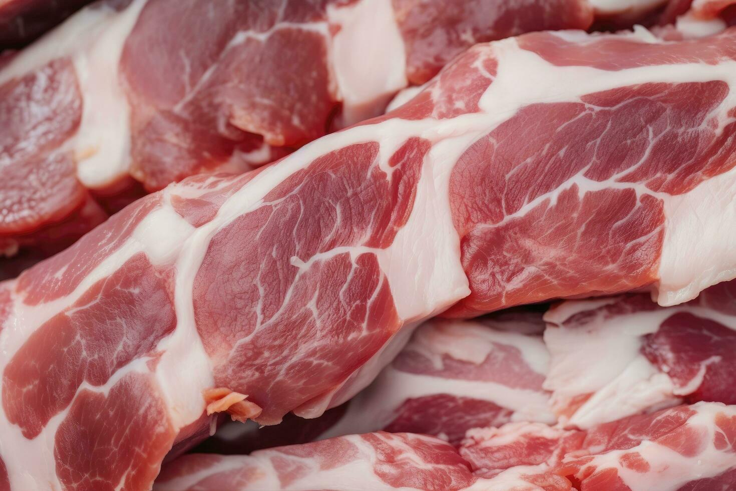 AI generated Macro shot of pork meat. Meat textured background. Beef steak is raw and juicy. AI Generated photo