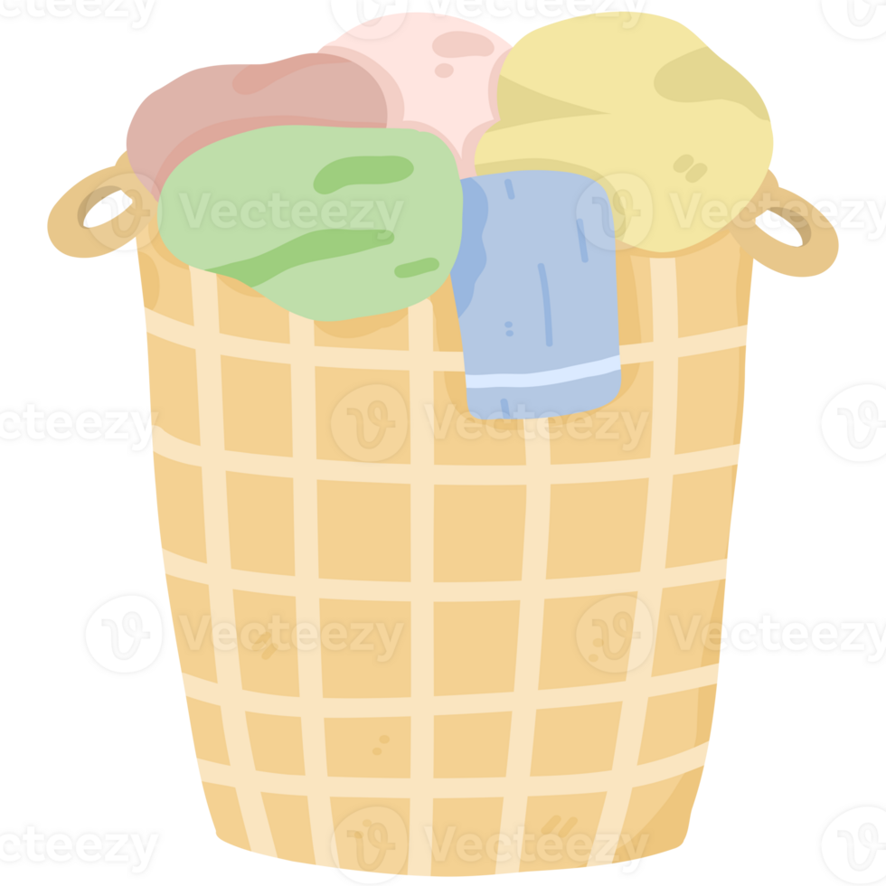 Laundry Basket with Clothes 35573583 PNG