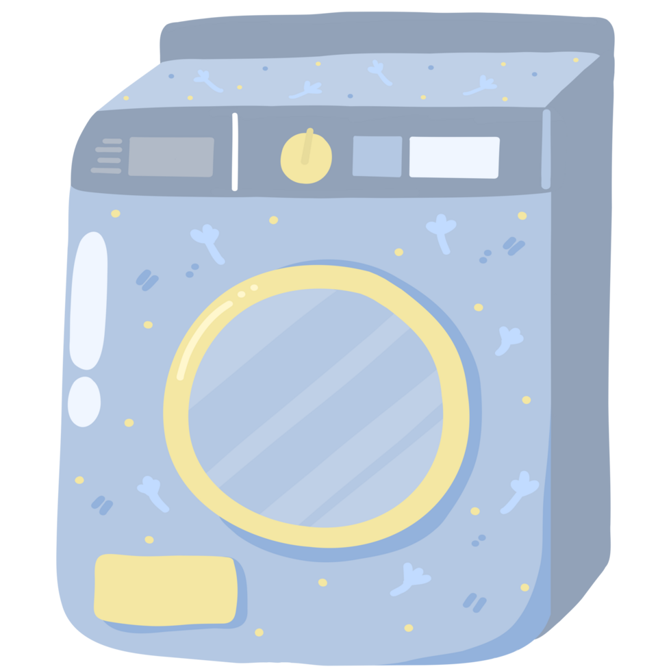 Blue Cute Washing Machine Isolated png