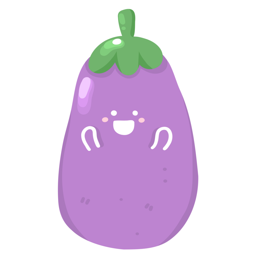 Cute Eggplant Vegetable Cartoon Character png