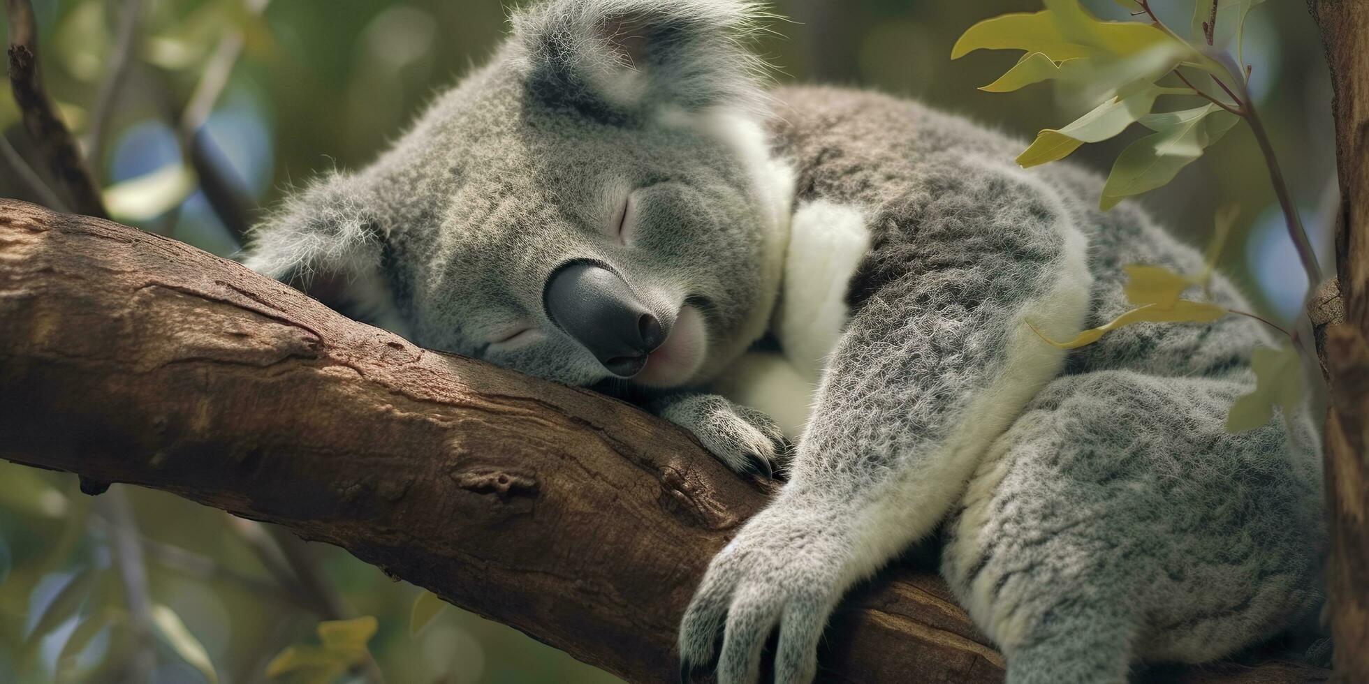 ai generado coala dormido en árbol. ai generado foto