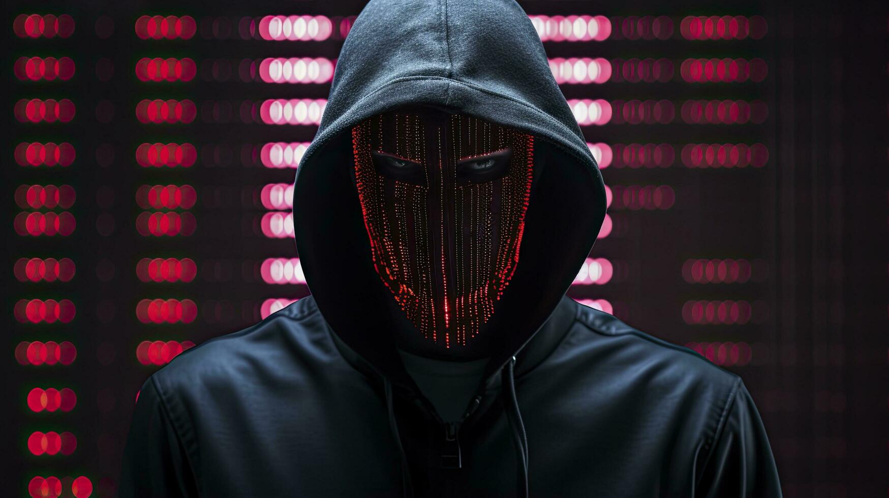 AI generated Binary Intrigue. Anonymous robotic hacker. Concept of hacking. AI Generated photo