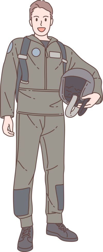 Illustration of air force standing characters. Hand drawn style. png