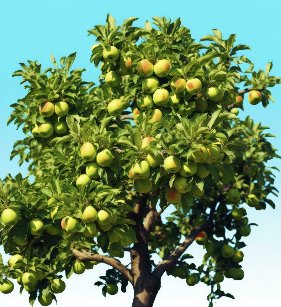 AI generated A beautiful green apple tree. AI Generated photo