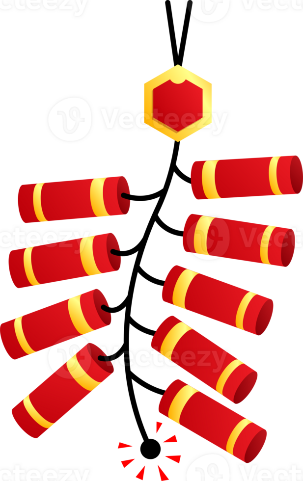 firecracker chinese new year festival golden red glossy gradient modern design png