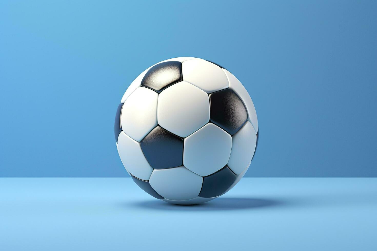 AI generated soccer ball on light blue background. Generative AI photo