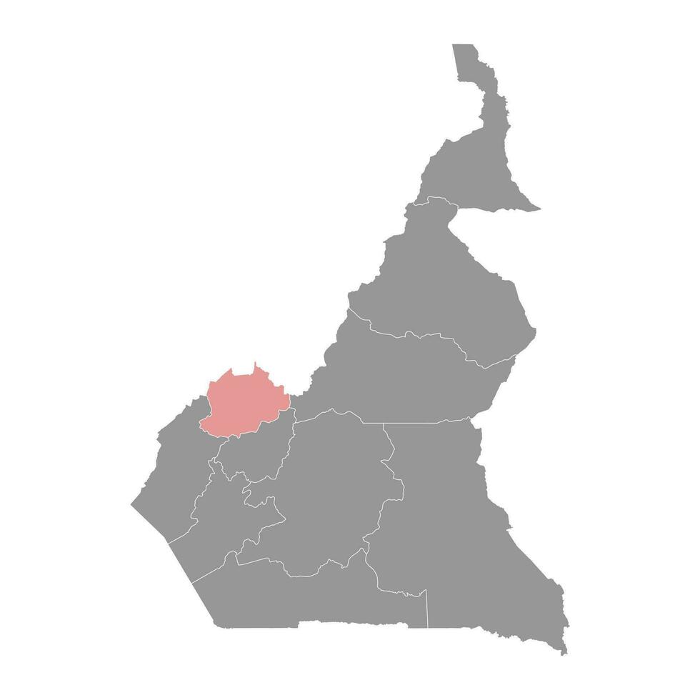 Northwest region map, administrative division of Republic of Cameroon. Vector illustration.