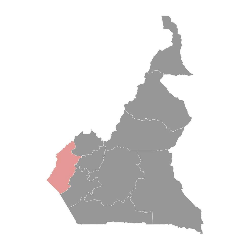 Sur oeste región mapa, administrativo división de república de Camerún. vector ilustración.