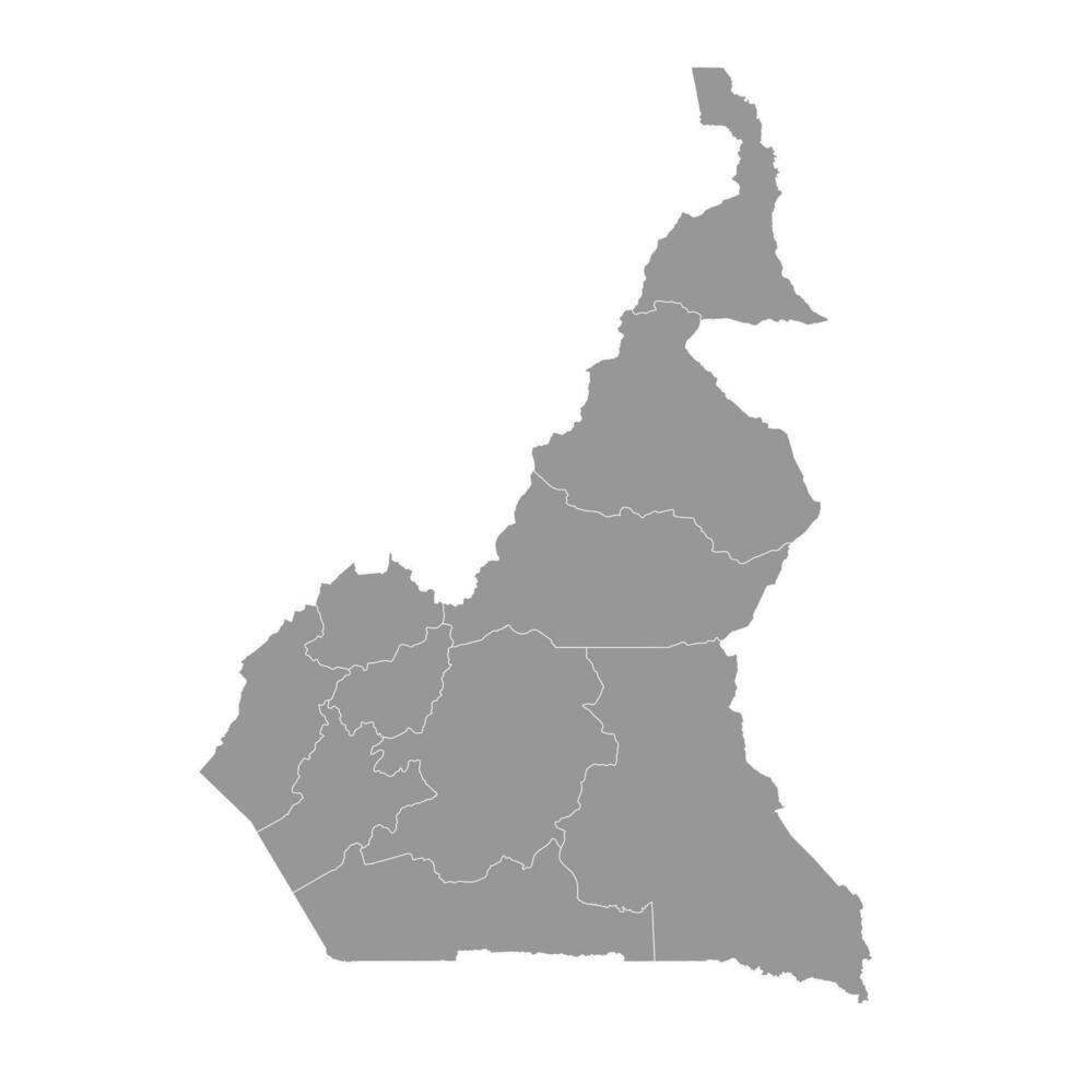 Republic of Cameroon map with administrative divisions. Vector illustration.