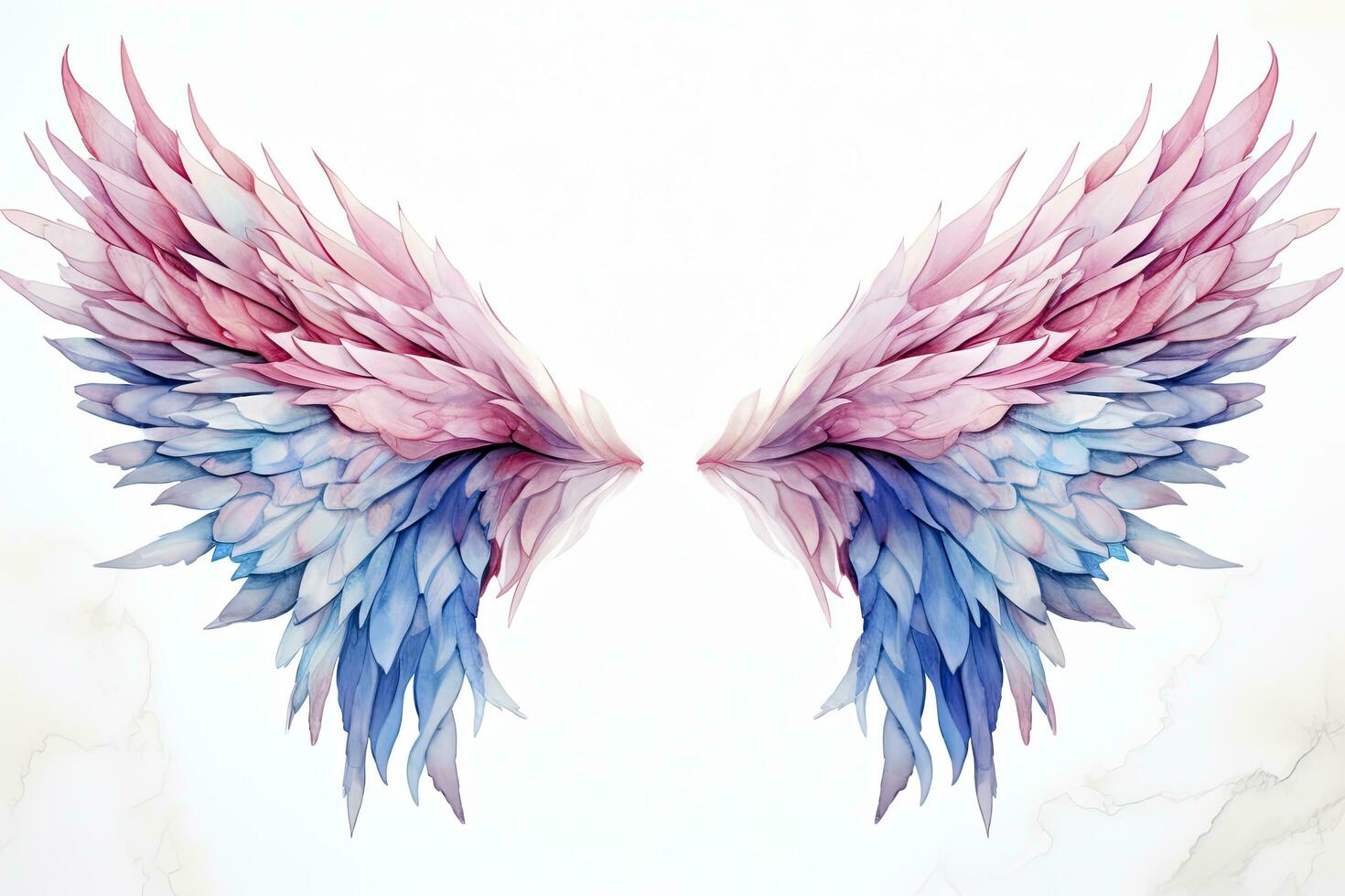 AI generated Beautiful magic watercolor blue pink wings. AI Generated photo