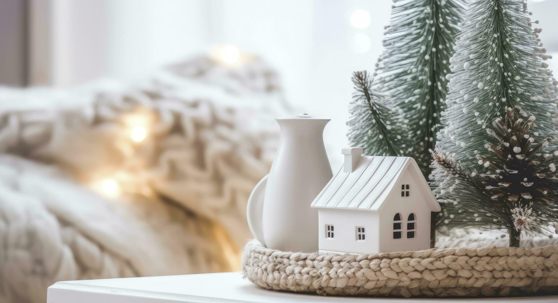 AI generated A cozy concept of festive home decoration for Christmas. AI Generated photo