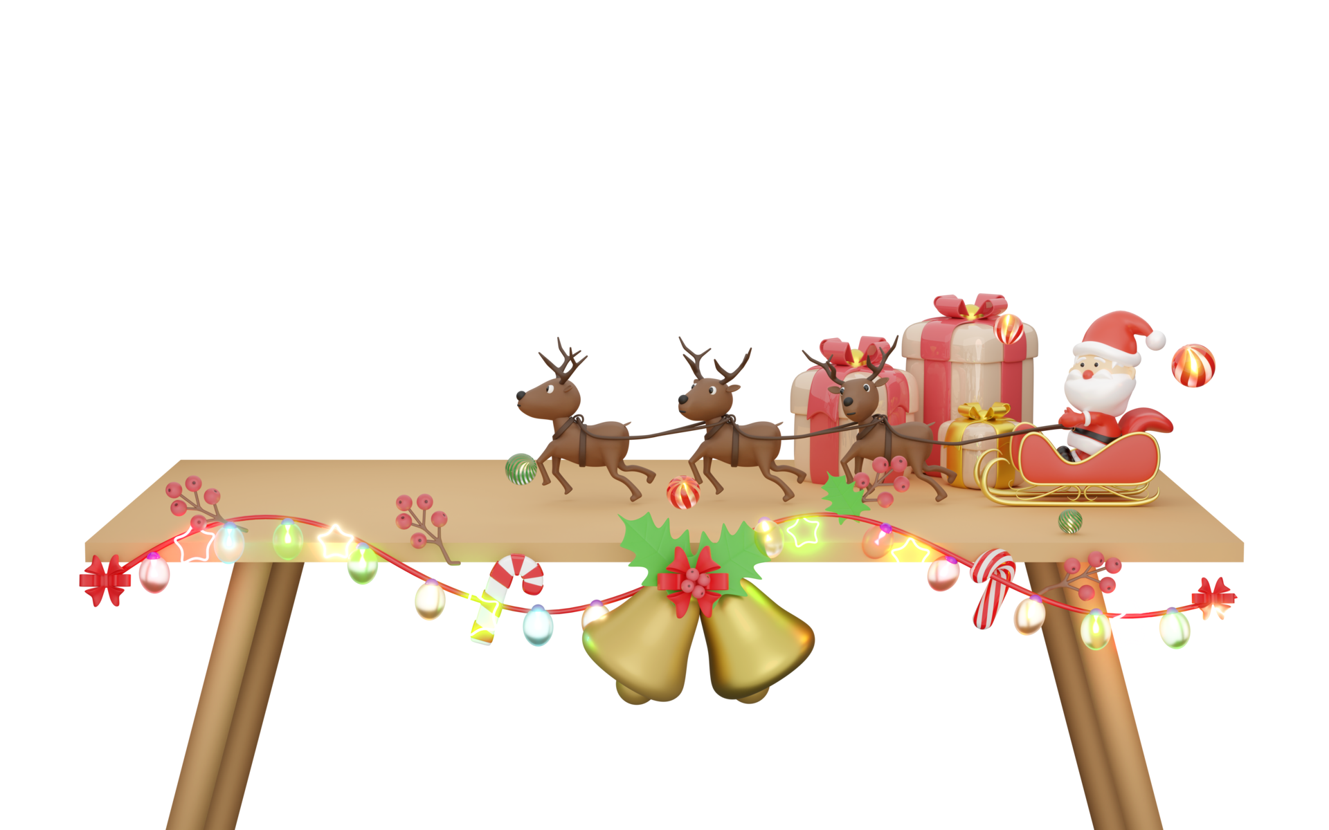 Santa Claus With Reindeer Sleigh Gift Box Jingle Bell Candy Cane santa-claus-with-reindeer-sleigh-gift-box-jingle-bell-candy-cane