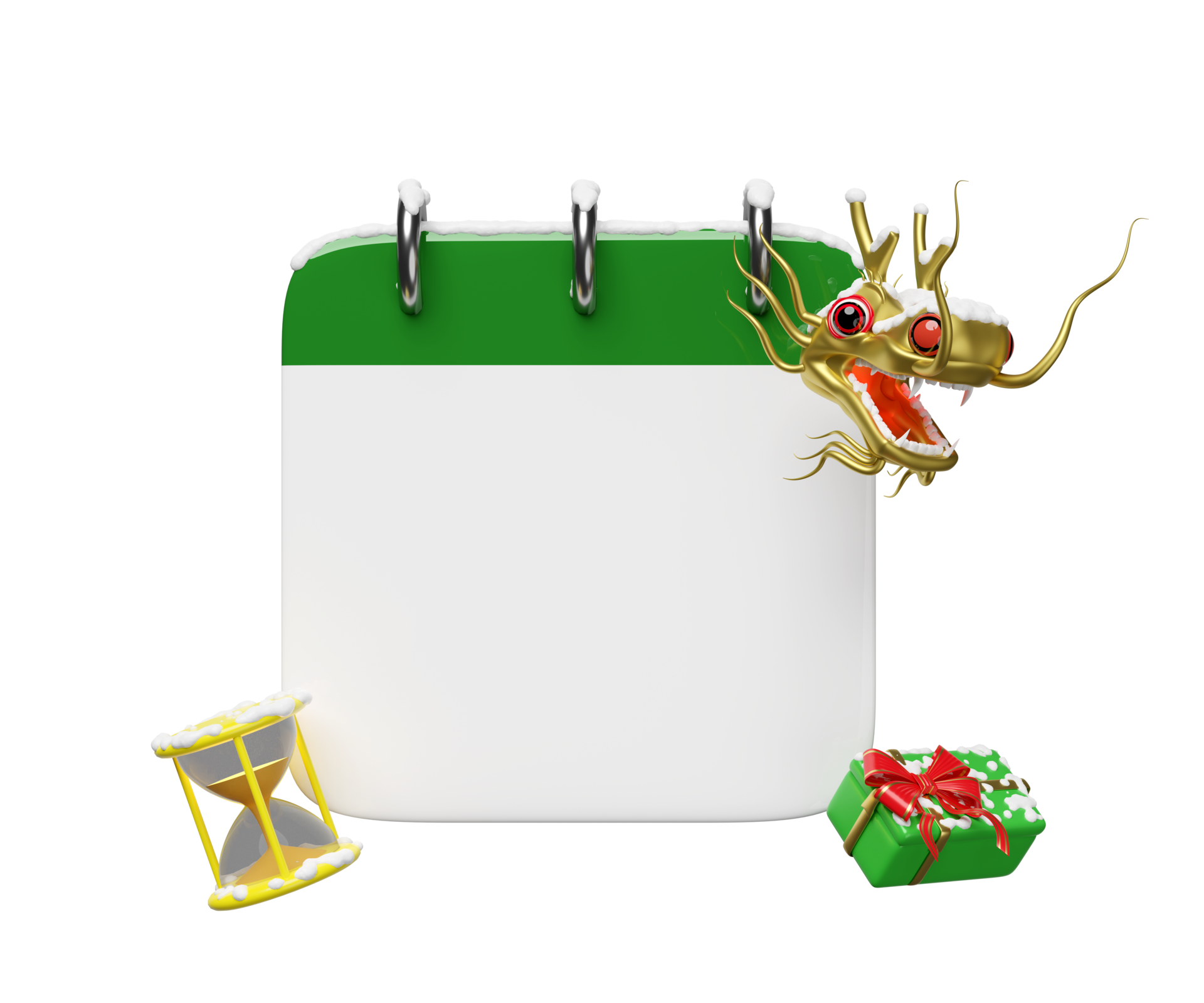 Christmas Calendar With Gold Chinese Dragon Gift Box Hourglass Merry christmas-calendar-with-gold-chinese-dragon-gift-box-hourglass-merry