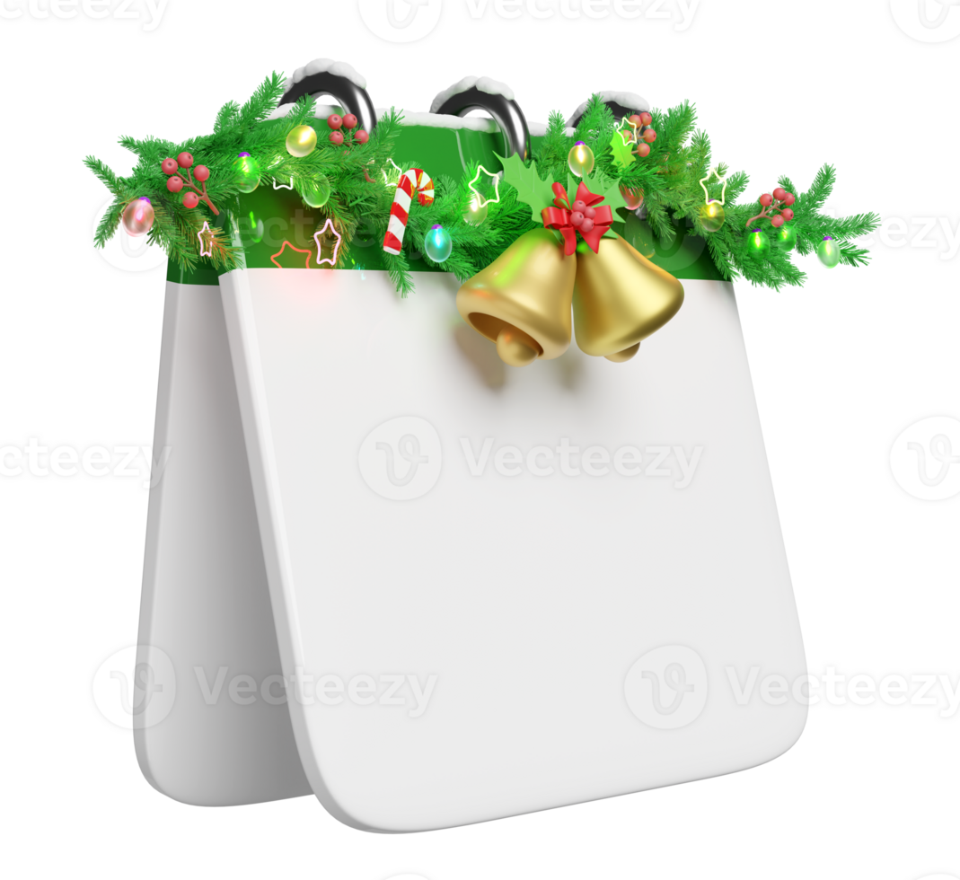 Christmas calendar with branches of pine trees, Jingle bell, candy cane