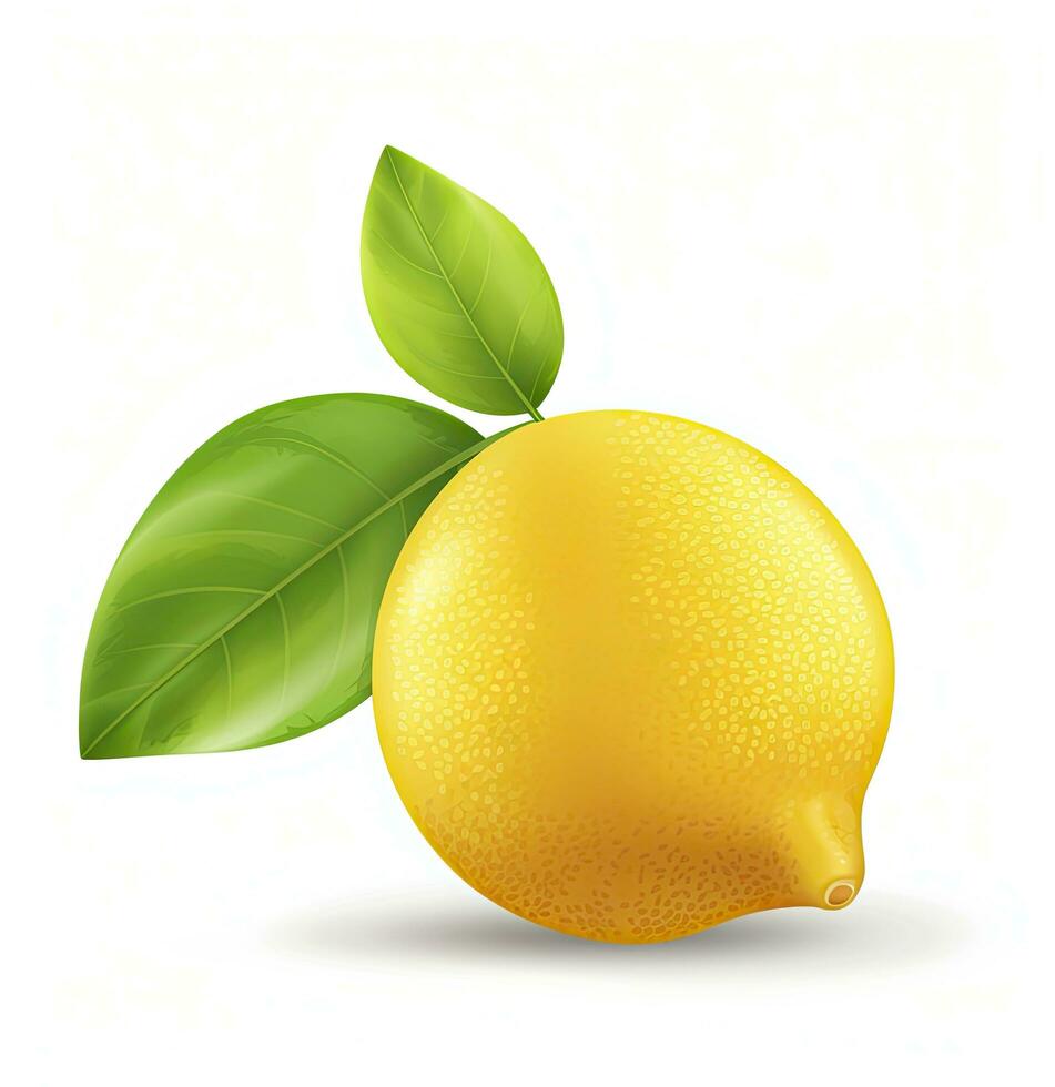 AI generated Lemon with leaf isolated on white background. AI Generated photo