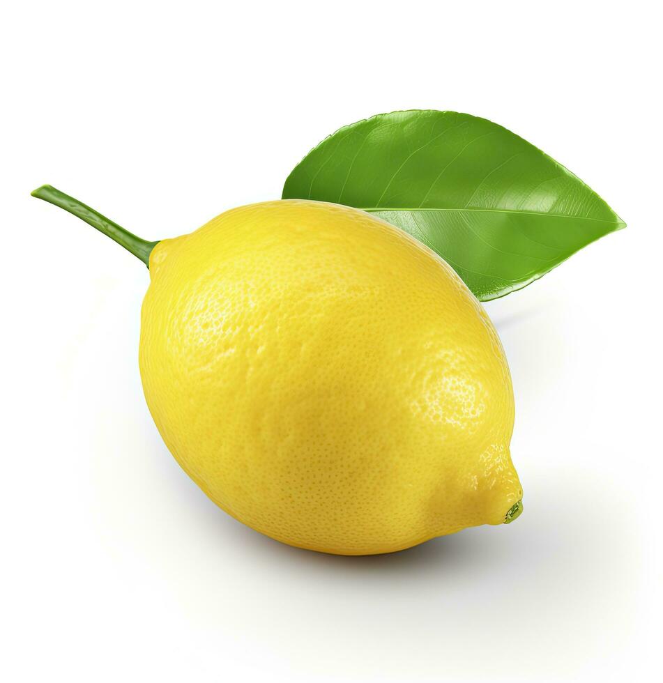 AI generated Lemon with leaf isolated on white background. AI Generated photo