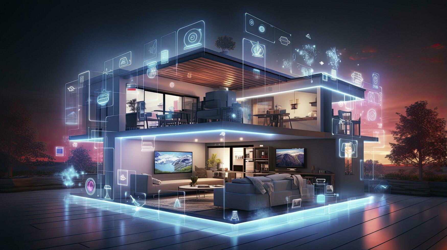 AI generated A Glimpse into the Connected Smart Home of Tomorrow. AI Generated photo