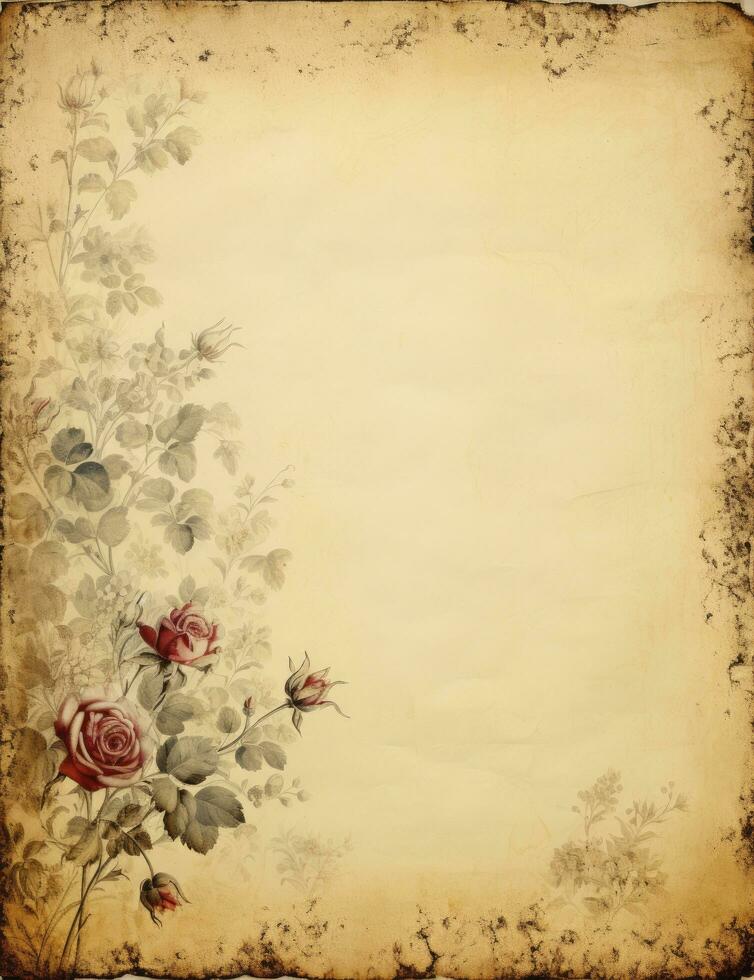 AI generated Sheet of vintage yellowed paper. AI Generated photo