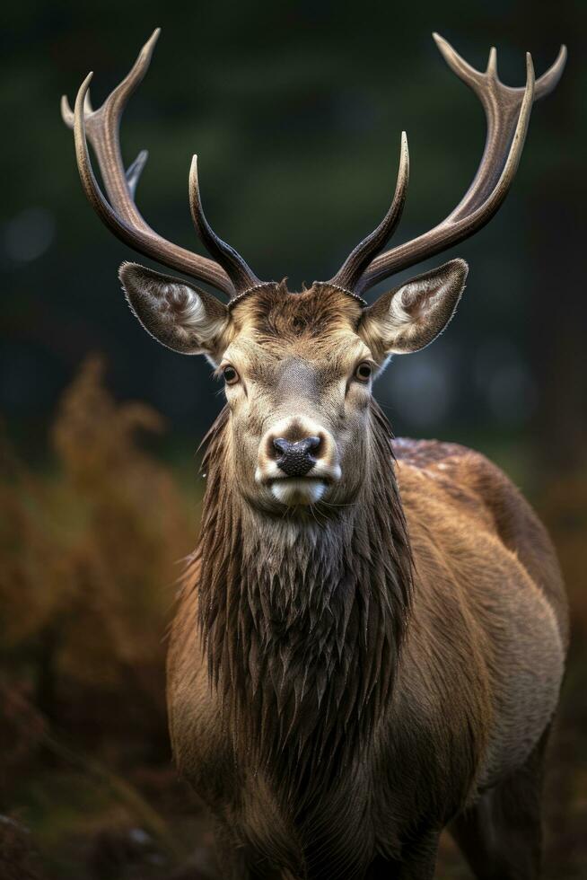 ai generado cerca arriba de rojo ciervo ciervo. ai generado foto