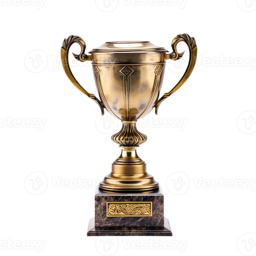 AI generated gold trophy cup on transparent background PNG image