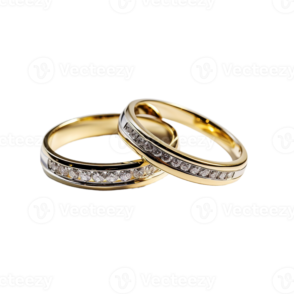 AI generated wedding rings on transparent background PNG image