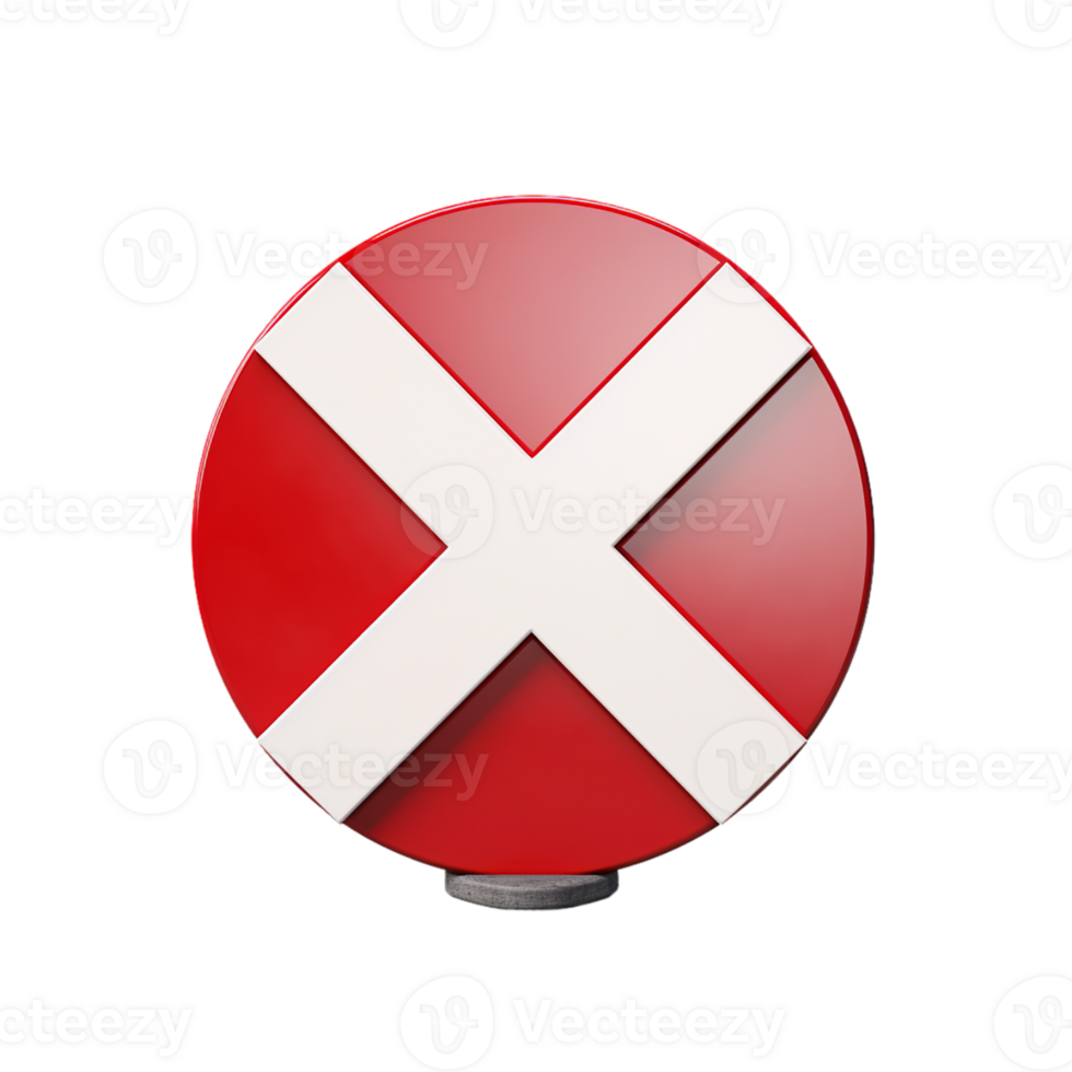 AI generated red cancel cross sign board isolated on transparent background PNG image