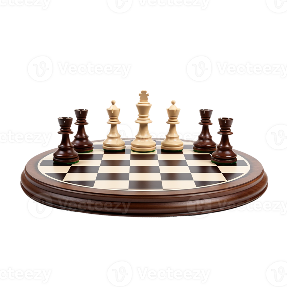 AI generated chess pieces on a chessboard on transparent background PNG image