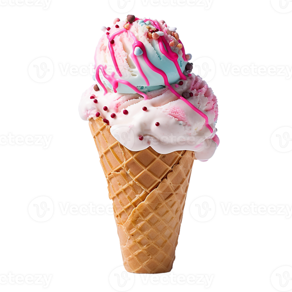 AI generated ice cream cone on transparent background PNG image