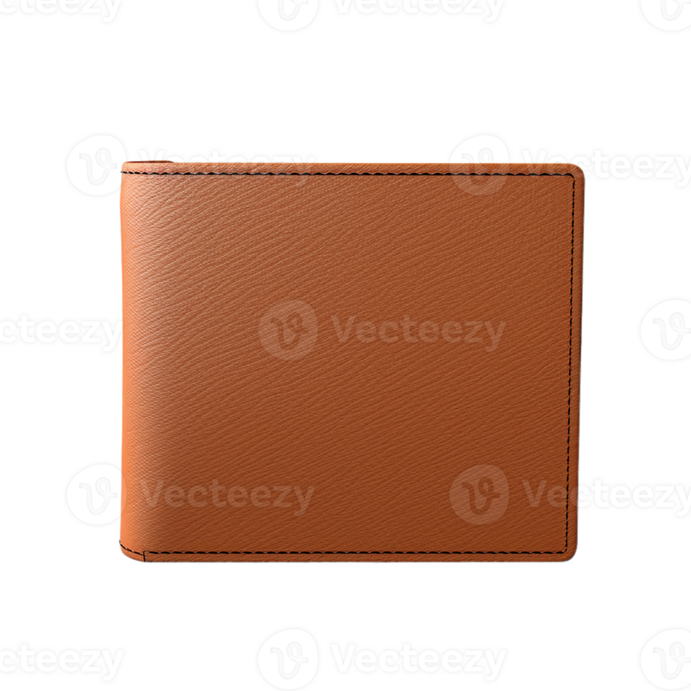 AI generated brown leather wallet on transparent background PNG image