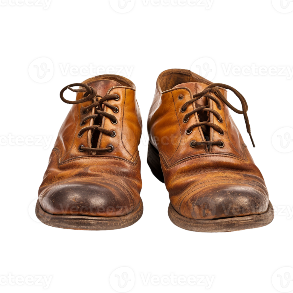 AI generated pair of old leather boots on transparent background PNG ...